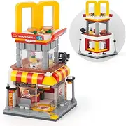HIGH Godo City Street View Burger Shop Building Set, MOC Creative Model Set Creative Model DIY Toys, Unique Home Decor, Ideas Birthday Holidays Toy Gift Kids Age 8+ (244PCS)