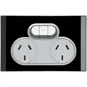 Clipsal Saturn Double Powerpoint + Extra Switch Espresso Black