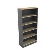 Xavier 5-Tier High Bookcase Display Cabinet W/ Adjustable Shelf - Oak & Ironstone