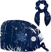 [YTYVAGT] Scrub Caps Women,Scrub Hats Suitable for Women,Christmas Night Deer