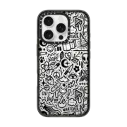 iPhone 16 Pro Impact Case MagSafe Compatible Transparent Black Cute Funny Doodle Graffiti Drawings