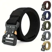 Unisex Solid Color Tactical Belt Casual Nylon Canvas Belts Automatic Buckle