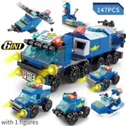 Brick Style City Police Truck Set 6 IN 1 Build & Learn!