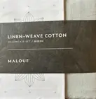 Malouf Linen-Weave Cotton Pillowcase Set/2 Queen OEKO-TEX Standard 100 Fog NWT