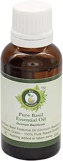 R V Essential Pure Basil Essential Oil 30ml (1.01oz)- Ocimum Basilicum (100% Pure and Natural Steam Distilled)