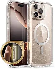 SUPCASE for iPhone 16 Pro Max Case with Camera Control Capture Button (Unicorn Beetle Mag), [Compatible with MagSafe] [Military-Grade Protection] Clear Shockproof Magnetic Phone Case, (GlitterPink)