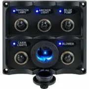 Sea-Dog Water Resistant Toggle Switch Panel w/LED Power Socket - 5. [424627-1]