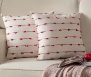 Boho Christmas Throw Pillow Covers 20x20 20" x 20" (Pack of 2) Red Off White