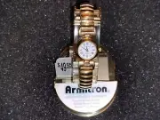 Woman's Armitron 25/1710 Round Gold Bracelet flex Band Wristwatch Watch - NEW