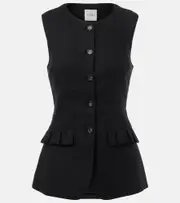 [Posse] Posse Matilda ruffled linen vest UK 6 black