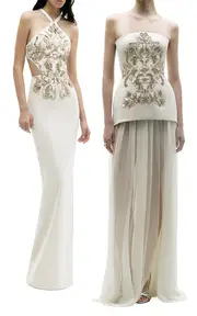 [Zuhair Murad] Cutout Embroidered Cady Maxi Dress