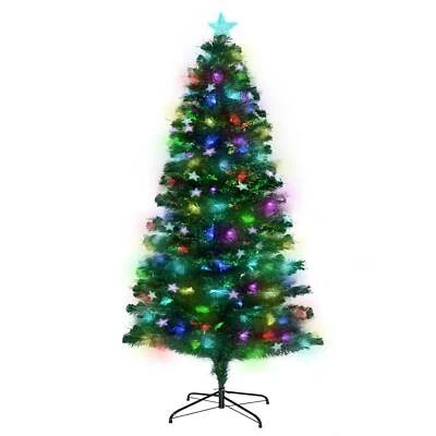 NNEDSZ Christabelle 1.2m Enchanted Pre Lit Fibre Optic Christmas Tree Stars Xmas