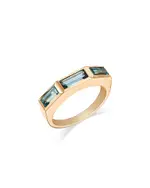 Bloomingdale's Fine Collection Blue Topaz Emerald Cut Three Stone Ring in 14K Yellow Gold