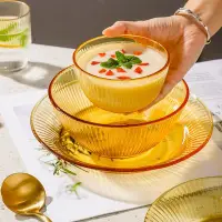 在飛比找Yahoo!奇摩拍賣優惠-美國康寧餐具晶致系列泡面玻璃碗耐高溫飯碗湯碗沙拉碗碟套裝家用