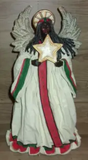 Vintage Midwest of Cannon Falls Black African American Angel w/Star Tree Topper