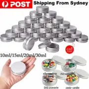 50/100pcs Aluminium Empty Cosmetic Pot Lip Balm Jar Tin Container Silver Box AU