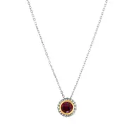 18k Gold And Sterling Silver Red Garnet Fancy Necklace