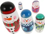 GARIOUANS 5 Handmade Snowman Matryoshka Dolls for Safe Nesting Engaging Educational Birthday Parties and Winter Decor Friendly Stacking Figurines