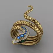 Fashion Snake 18k Yellow Gold Plated Rings for Men/Women Cubic Zircon Size 6-10