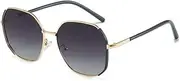 [HAZARA] Gradient Color Large Frame Sunglasses Anti-Ultraviolet Metal Polarized Sunglasses Women's Sunglasses (Color : 3)