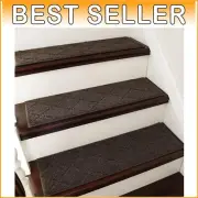 Water-Resistant Low Pile Carpet Runner Mats - 15pc Set for Wooden Steps