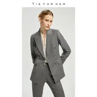 在飛比找ETMall東森購物網優惠-外套女灰色修身主持人西裝外套