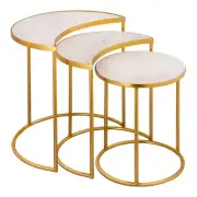Pemberly Row 19"H Modern Iron Metal Side Table in White/Gold