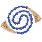 Wood Bead Garland with Tassels, Farmhouse Rustic Decor Prayer Beads Boho