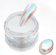 PrettyDiva Moonlight Chrome Nail Powder - Champagne White Chrome Nail Powder Aurora Iridescent Effect Chrome Powders, Magic White Pearl Mirror Finish Metallic Chrome Powder for Nails Manicure Pigment