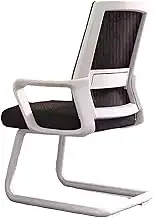 Upholstered Office Chair,Grey Office Chair,High Density Sponge Cushion,Soft And Comfortable,Thickened Steel Tube Material,Stronger Bearing,Anti-slip Feet,Suitable For Meeting Rooms, Etc(White)