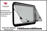 Caravan Push Out Window Round Corner 1000mmX600mm with Blinds and Fly Screen