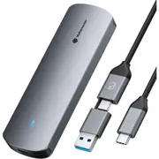 Yottamaster M.2 NVMe/NGFF Dual Protocol USB-C 3.1 10Gbps SSD Enclosure with 2-in-1 Cable [Yottamaster-YTPWEM2-G2-GY-BP]