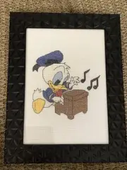 Completed Finished Disney Making Music Baby Donald Duck 5x7 framed cross stitch
