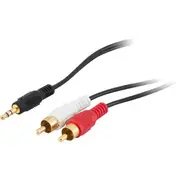 PRO2 LA1057 10M 3.5Mm Plug To 2X RCA Stereo Adaptor Lead Gold Plated Plugs 10M 3.5MM PLUG TO 2X