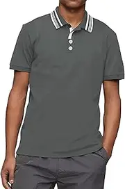 [Generic] Men's Casual Business Golf Polo T-Shirts Short Sleeve Color Block Polo T Shirts Button Lapel Comfort Summer Shirts