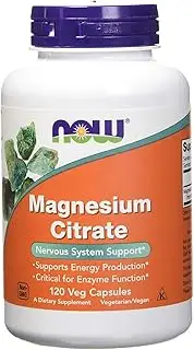 NOW Magnesium Citrate 400 Milligram 120 Veg Capsules, 2 Pack