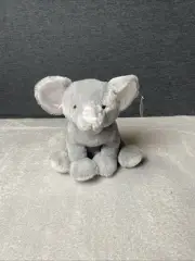 Baby Gund Elephant Plush Emaline Gray Stuffed Animal Rattle 9" Lovey Toy Satin