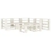 6 Piece Garden Pallet Lounge Set Wood White