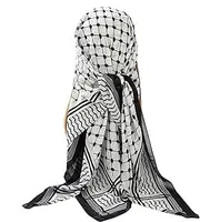 [Generic] Arab Wrap - Bandana Head Scarf, Palestinian Scarf | Breathable Chiffon Hijab Shawl Printed For Women, Black White Chiffon Fabric Desert Scarf Head Neck Scarf Wrap for Adults Women Men