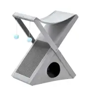 YES4PETS Grey Cat Scratching Tree Scratcher Post Pole Furniture Gym House