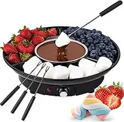 Electric Chocolate Fondue Set,Electric S’Mores Maker & Fondue Pot with 4 Steel Forks and 40°/70° Adjustable Temperature, 9-Ounce Detachable Bowl,for Chocolate Melts Cheese Melts Black(Black)