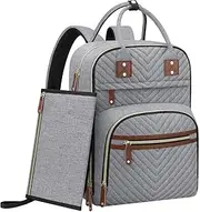 Diaper Bag Backpack Tote for Women Large Capacity, Baby Bag with Insulated Pockets Multifunctional Diaper Bags, Grey, 12.20"L x 7.0"W x 16.0"H, With Extra Layer & Changing Pad