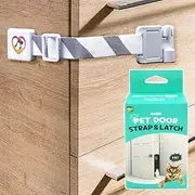 Cat Door Adjustable Latch, Child & Pet Proofing Locks, Adjustable Latch Buddy Pet Stopper, Multi-Use Safety Straps for Cabinets, No Drill Adhesive Installation by HA SHI