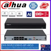 Dahua NVR2108HS-8P-4KS3 8CH 8POE SMD AI NVR WizSense 12MP Network Video Recorder