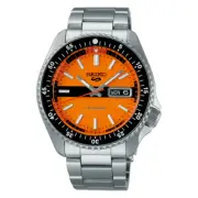Seiko Men's 5 Automatic Orange Dial Steel Bracelet Limited Edition Watch SRPK11