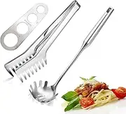 HZIYOU 3 Pieces Spaghetti Spoon and Pasta Tong, Stainless Steel Comb Shaped Tongs, Noodles Pasta Clip Kitchen Cooking Tool