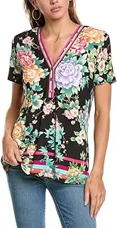 [Johnny Was] Women's The Janie Favorite Button Neck Tee-Le Jardin