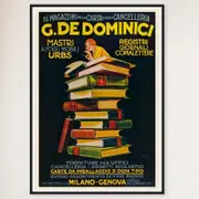 Galrie Charming Vintage Advertising Poster by G. De Dominici Books Perfect for Home, Black Frame, A4 21 x 30cm (8 x 12inch)