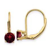 14k Yellow Gold 5mm Garnet Leverback Earrings