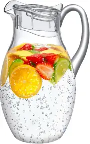 - Bubbly Grand Plastic Pitcher 96 Oz 3 Quart Clear Water Pitcher Lid Fridge Jug